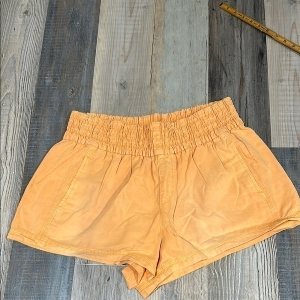 aerie High Waist Orange Shorts with Elastic Waistband and Flowing Fit